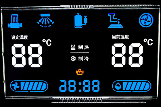 12 O Clock Negatywny VA LCD Display Czarny segment Cyfrowy Graficzny LCD Szklany VA Panel Do Termostatu
