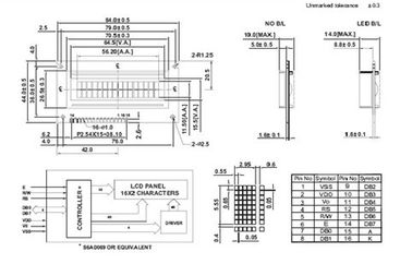 Tryb przesyłu szarego Wyświetlacz LCD STN Moduł monitorowy 16 x 2 z 1/16 Duty