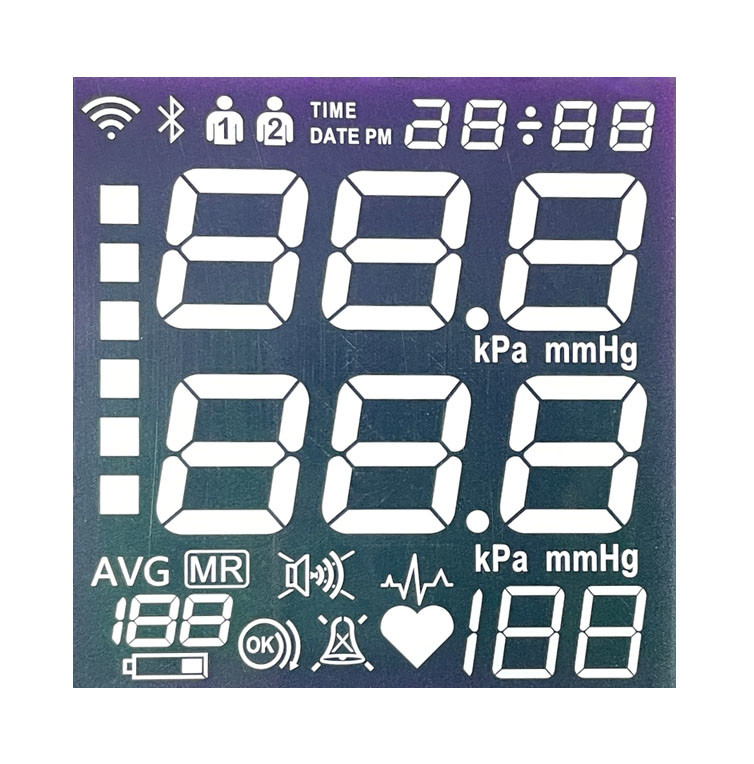 Sprzedaż fabryczna TN Segment LCD Czarno-biały Segment Code Sphygmomanometer Dostosowywalny wyświetlacz