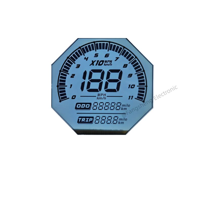 Niestandardowy ekran HTN o nieregularnym kształcie do motocykli 6-segmentowe 7-segmentowe panele szklane Lcd