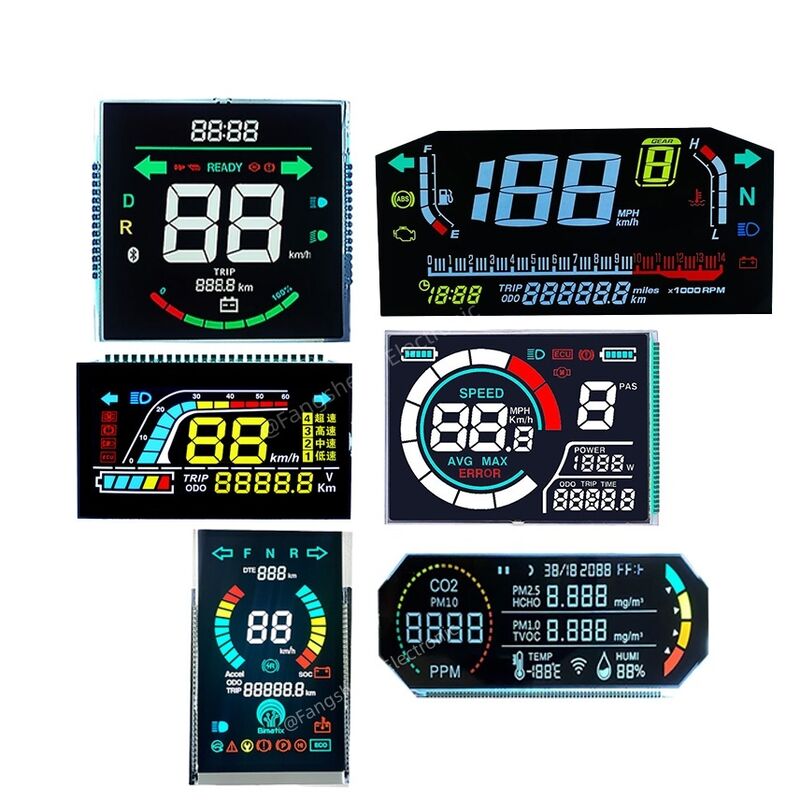 Custom 7 Segment LCD E-Bike Vehicle Bike Motorcycle Meter LCD Display VA LCD Btn LCD Screen Monitor for E-Bike