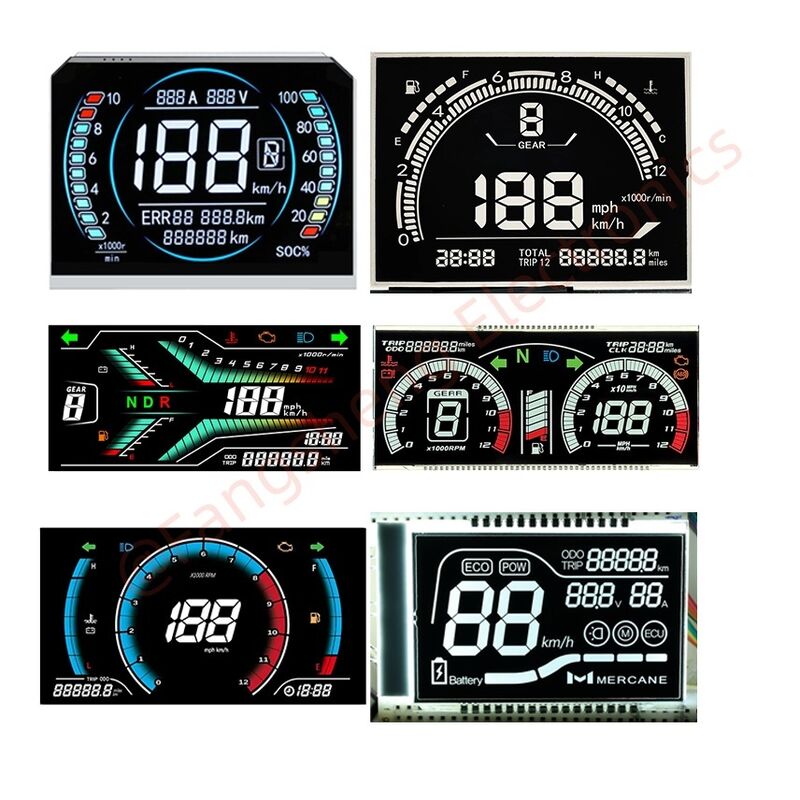 Custom 7 Segment LCD E-Bike Vehicle Bike Motorcycle Meter LCD Display VA LCD Btn LCD Screen Monitor for E-Bike