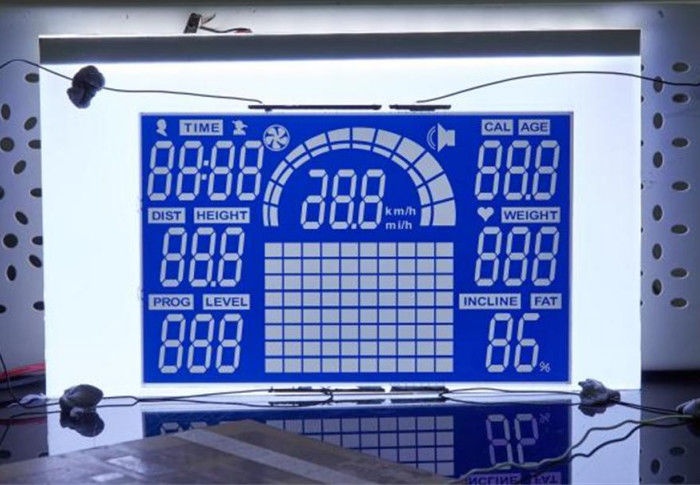 Dostosowany 7-segmentowy wyświetlacz LCD HTN Negatywny wyświetlacz Lcd Blue Backgound dla sportu Equiment